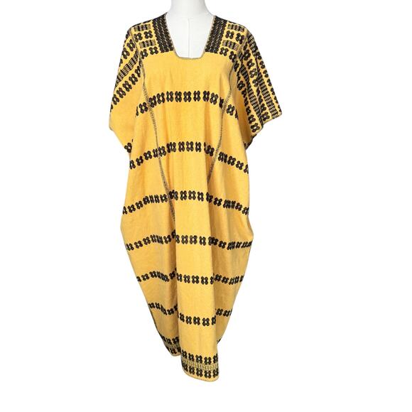 Pippa Holt Kaftan No.171 Three Panel Maxi Kaftan Yellow Black One Size - Picture 2 of 9